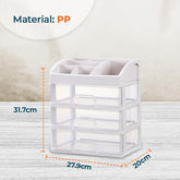 Kuber Industries 3 Layer Cabinet Drawer Box|Desktop Storage Box|Multi Drawer Storage Organizer|Pack of 4| White